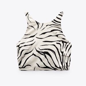 ZARA Animal Print Satin Halter Top